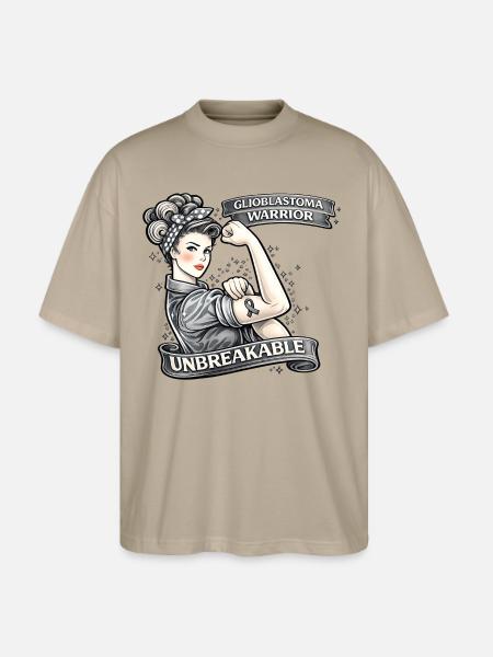 Glioblastoma Warrior: Unbreakable - Stanley/Stella Blaster Oversized T-Shirt  - stone