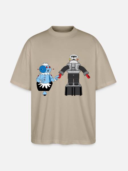 Rosie and Lost in Space Robot - Stanley/Stella Blaster Oversized T-Shirt  - stone