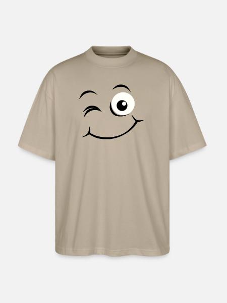 Happy face - Stanley/Stella Blaster Oversized T-Shirt - stone