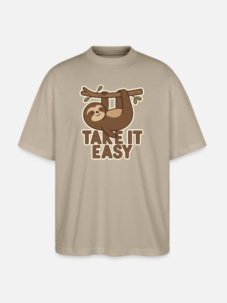Take It Easy Sloth - Stanley/Stella Blaster Oversized T-Shirt - stone