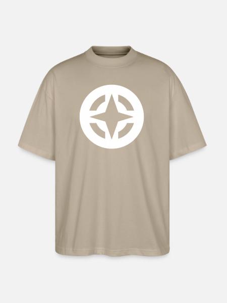 Compass Star Circular Emblem - Stanley/Stella Blaster Oversized T-Shirt  - stone
