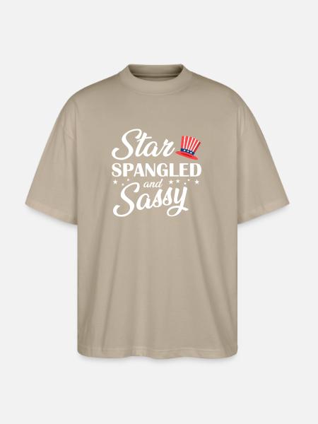 Star Spangled and Sassy - Stanley/Stella Blaster Oversized T-Shirt - stone