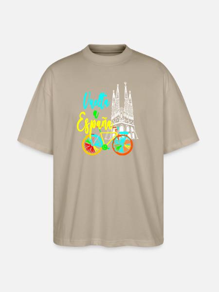 Vuelta Espana Neon Bicycle - Stanley/Stella Blaster Oversized T-Shirt - stone