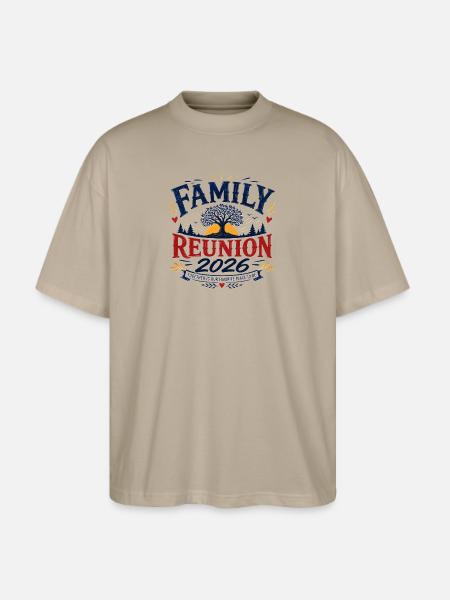 Family Reunion 2026 Emblem Design - Stanley/Stella Blaster Oversized T-Shirt - stone