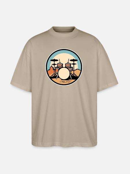 Drum Kit Artwork - Stanley/Stella Blaster Oversized T-Shirt - stone