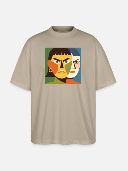 Cubist Dual Faces - Stanley/Stella Blaster Oversized T-Shirt - stone