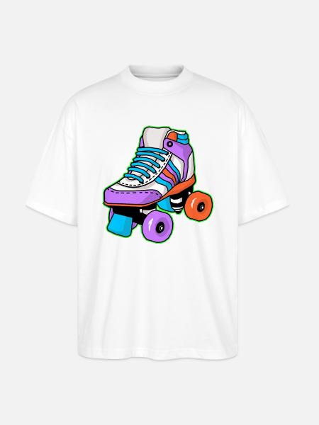 Roller Skating Skater - Stanley/Stella Blaster Oversized T-Shirt - white