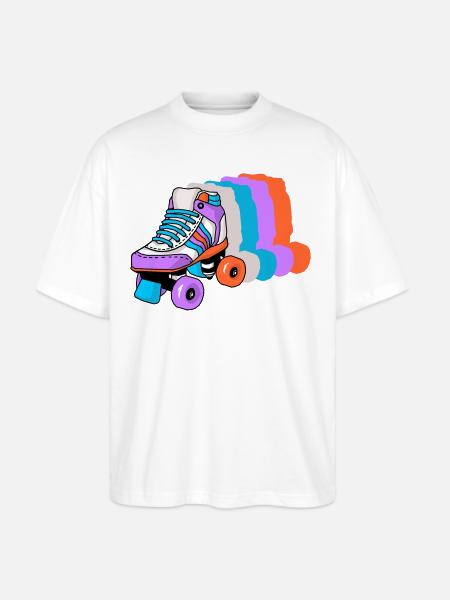 Roller Skating Skater - Stanley/Stella Blaster Oversized T-Shirt - white