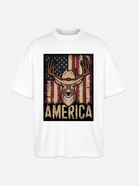 Deer Hunting American. - Stanley/Stella Blaster Oversized T-Shirt - white