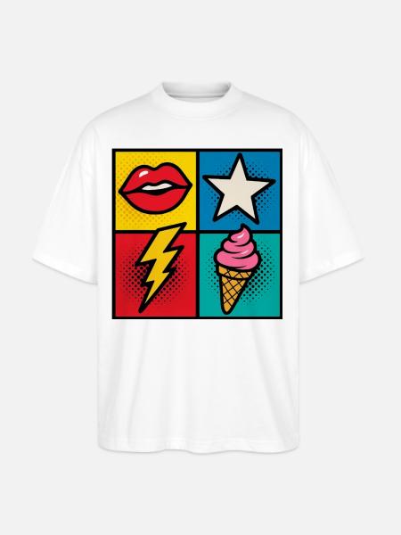 Kiss & Cone Pop - Stanley/Stella Blaster Oversized T-Shirt - white