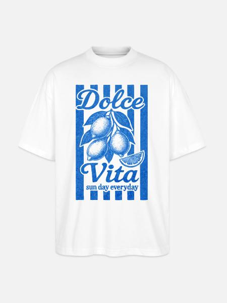 Italian Lemon, Summer Vibes Shirt, Vacation Tee - Stanley/Stella Blaster Oversized T-Shirt - white