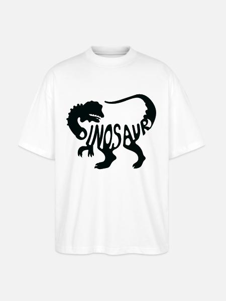 Bold Dinosaur Silhouette T-Shirt Design - Stanley/Stella Blaster Oversized T-Shirt - white