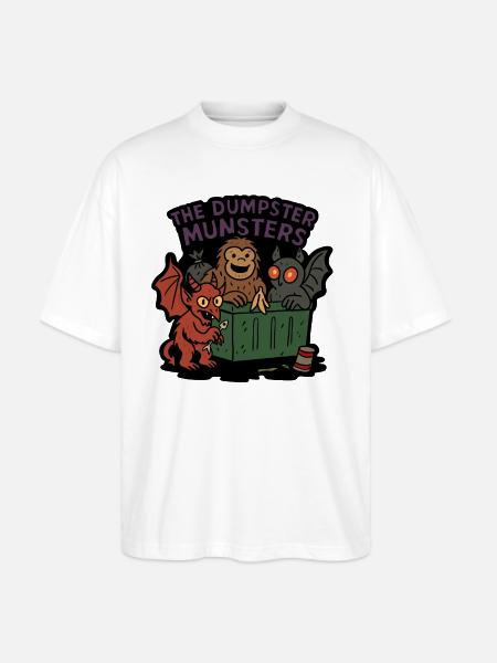 The Dumpster Munsters Halloween Crew - Stanley/Stella Blaster Oversized T-Shirt - white