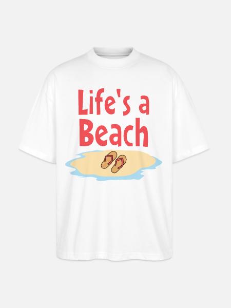 Life's a Beach Sandals Illustration - Stanley/Stella Blaster Oversized T-Shirt  - white