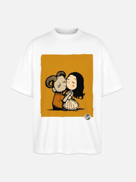 Rustic Ram Kiss Duo - Stanley/Stella Blaster Oversized T-Shirt - white