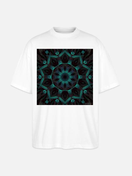 Neon Mandala Fractal Bloom - Stanley/Stella Blaster Oversized T-Shirt  - white