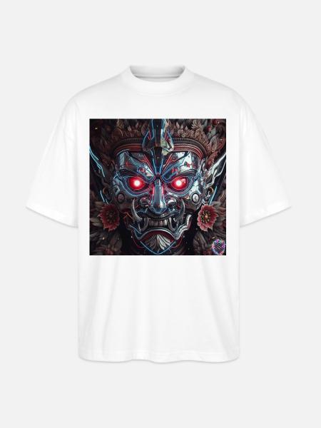 Cyberpunk Demon Mask – Chrome Tech Art - Stanley/Stella Blaster Oversized T-Shirt  - white