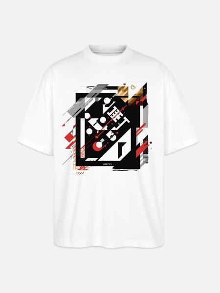 Geometric Grid Collage on Black - Stanley/Stella Blaster Oversized T-Shirt  - white