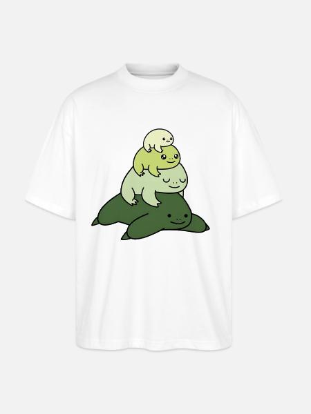 Pastel Stack Frog - Stanley/Stella Blaster Oversized T-Shirt - white