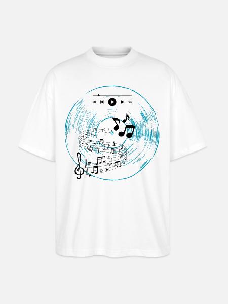 Cyan Vinyl - Stanley/Stella Blaster Oversized T-Shirt - white
