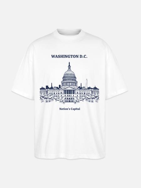 Capitol Skyline in Blue - Stanley/Stella Blaster Oversized T-Shirt  - white