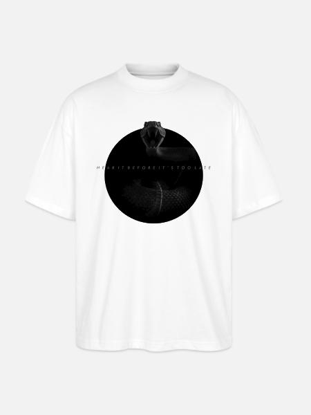 Midnight Coiled Rattlesnake Warning - Stanley/Stella Blaster Oversized T-Shirt - white
