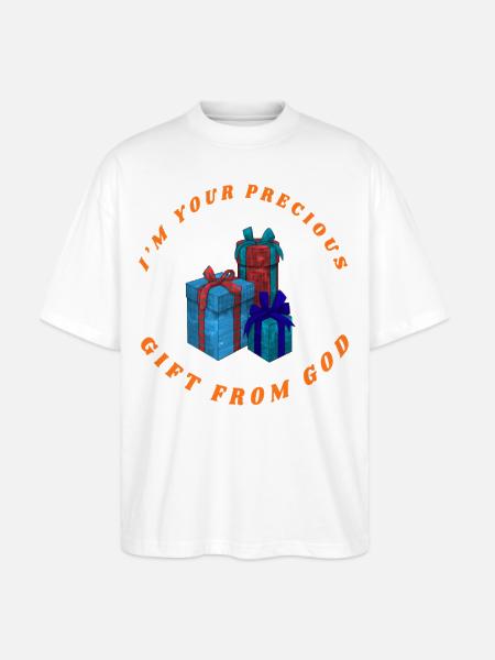 PRECIOUS GIFT FROM GOD - Stanley/Stella Blaster Oversized T-Shirt - white
