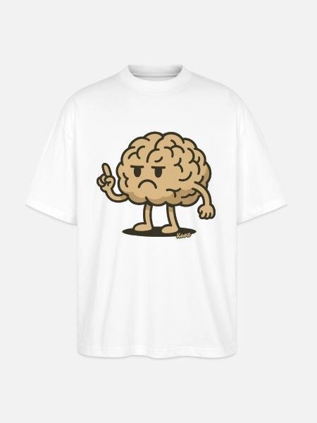 Angry Brain Pointing Finger - Stanley/Stella Blaster Oversized T-Shirt - white