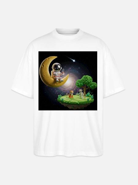 Astronaut on Moonlit Island - Stanley/Stella Blaster Oversized T-Shirt  - white