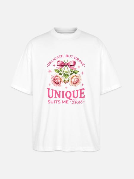 Unique Rose Bloom Ribbon - Stanley/Stella Blaster Oversized T-Shirt - white