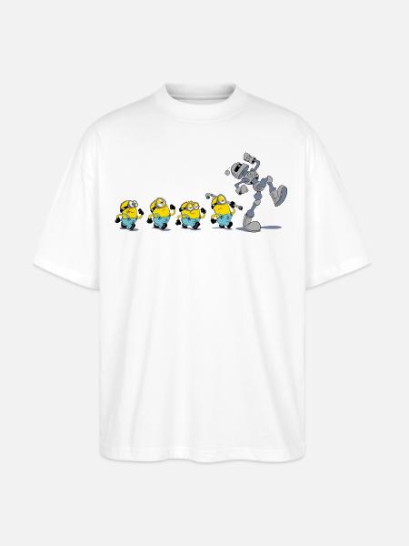 Minions In A Row With Robot - Stanley/Stella Blaster Oversized T-Shirt  - white