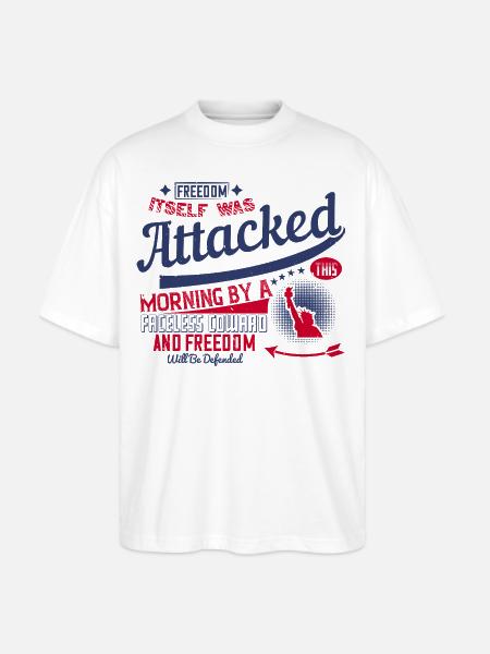 Freedom Morning Attacked Graphic - Stanley/Stella Blaster Oversized T-Shirt - white