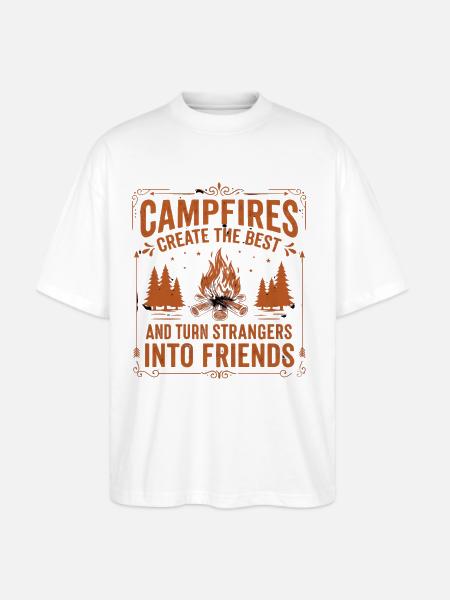 Campfires Turn Strangers Into Friends - Stanley/Stella Blaster Oversized T-Shirt - white