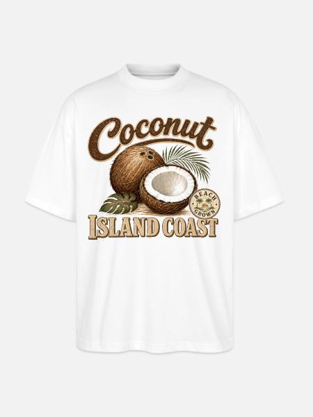 Coconut Island Coast Design - Stanley/Stella Blaster Oversized T-Shirt - white
