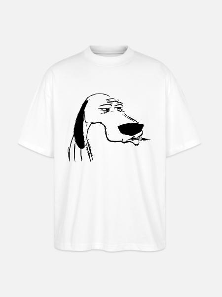 smoking dog - Stanley/Stella Blaster Oversized T-Shirt - white