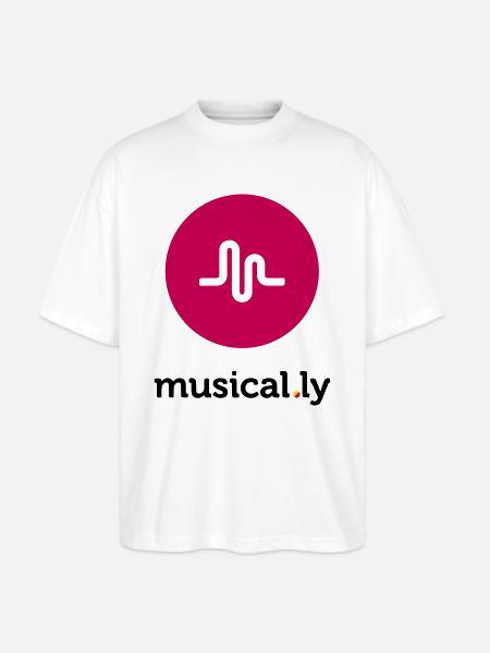 Musical.ly Logo - Stanley/Stella Blaster Oversized T-Shirt  - white