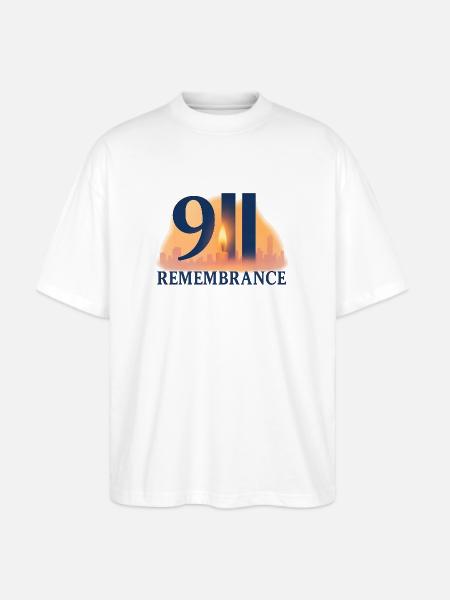 911 Remembrance Candle Skyline Design - Stanley/Stella Blaster Oversized T-Shirt - white