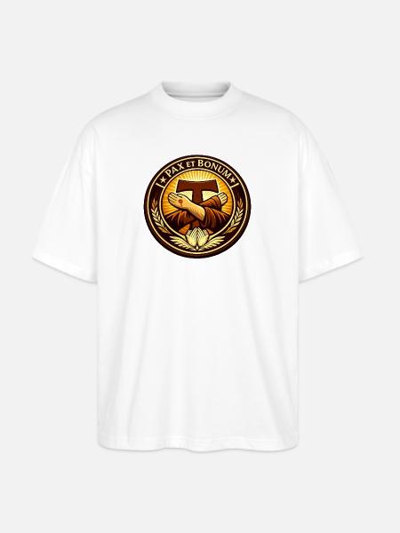 Franciscan Pax Et Bonum Emblem Tee - Stanley/Stella Blaster Oversized T-Shirt  - white