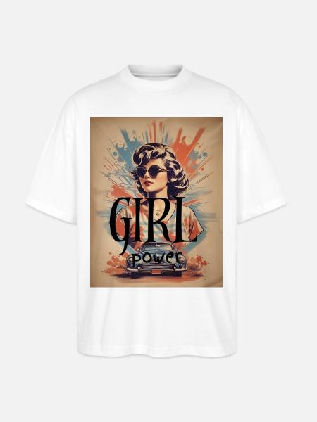GIRL Power Retro Ride - Stanley/Stella Blaster Oversized T-Shirt - white