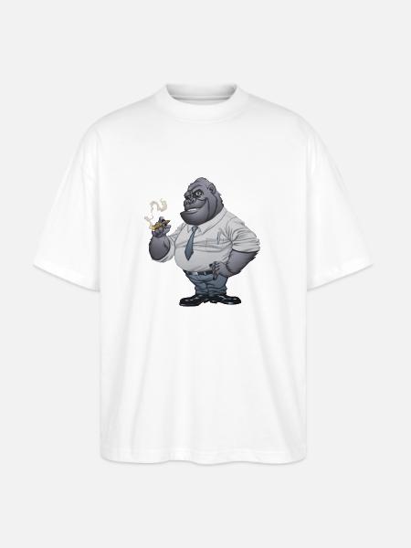 Cigar Smoking Gorilla - Stanley/Stella Blaster Oversized T-Shirt - white