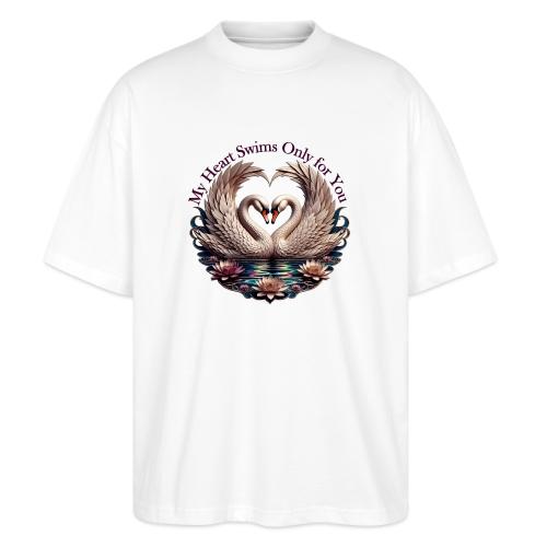 My Heart Swims Only for You Swan Heart T-Shirt - Stanley/Stella Blaster Oversized T-Shirt 