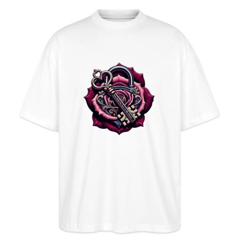You Hold the Key to My Heart Rose Lock T-Shirt - Stanley/Stella Blaster Oversized T-Shirt 