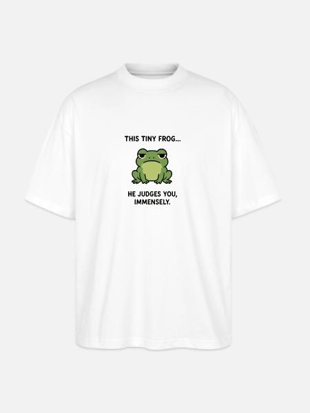 Frog Judges You, Immensely. - Stanley/Stella Blaster Oversized T-Shirt - white