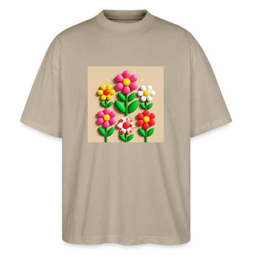 3D Flowers and Butterflies in Amber, Floral Design - Stanley/Stella Blaster Oversized T-Shirt 