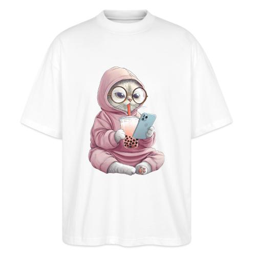 Cool Cat Bubble Tea Cartoon Design - Stanley/Stella Blaster Oversized T-Shirt 