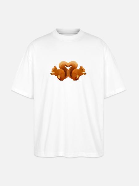 Low-Poly Squirrel Heart Duo - Stanley/Stella Blaster Oversized T-Shirt  - white