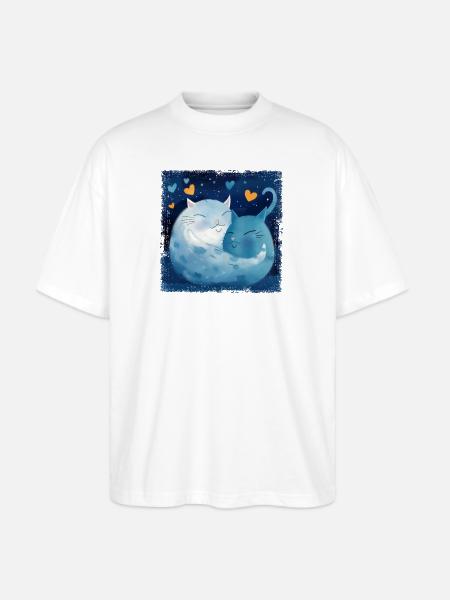Cats Hug - Stanley/Stella Blaster Oversized T-Shirt - white