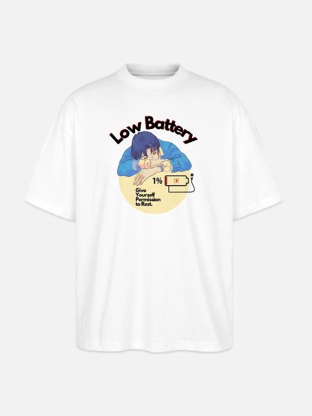 Permission to Rest Battery - Stanley/Stella Blaster Oversized T-Shirt - white