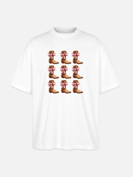 Cowgirl Boots and Pink Bows Rodeo - Stanley/Stella Blaster Oversized T-Shirt  - white