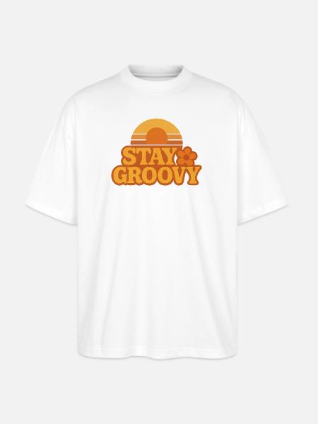 Retro Sunset Stay Groovy Graphic - Stanley/Stella Blaster Oversized T-Shirt  - white